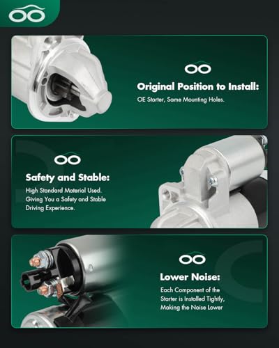 Image of SCITOO Starter Motor 17988 for Hyundai for Elantra 2.0L 2007-2012 for Tiburon 2007-2008 for Kia for Soul 2010-2011 for Spectra 2007-2009 for Sportage 2.0L 2007-2010 12V 1.2kW CW 8-Tooth Pinion PMGR