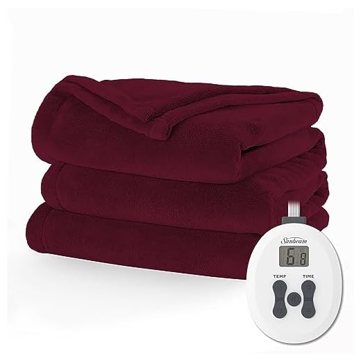 Sunbeam Microplush Heated Blanket with ComfortTech Controller, Full, Garnet