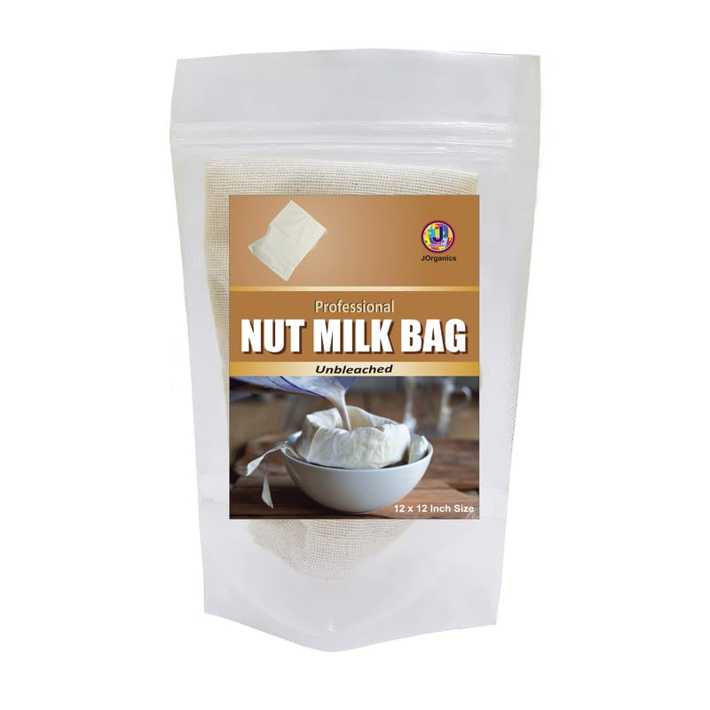 Image of Pure Cotton Nut Milk /Yogurt Bags for Straining, Juice | Reusable Straining Bag Spice Bag, Sprouting Beans Unbleached Cloth Bags for Kitchen -12 * 12 inch