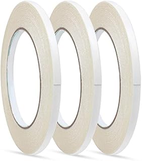 3 Rolls Double Sided Tape Adhensive Sticky Tapes for DIY Craft,Gift,Photos,Documents,Wallpaper,Card Making-6mm(1/4 inch) Wide and 15m Long
