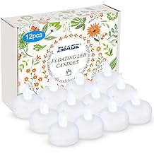 IMAGE Floating Candles, Flameless Floating LED Tea Lights 12 Pack Waterproof Tealight Candles for Wedding Party Spa Home Indoor Outdoor Decor-Cool White