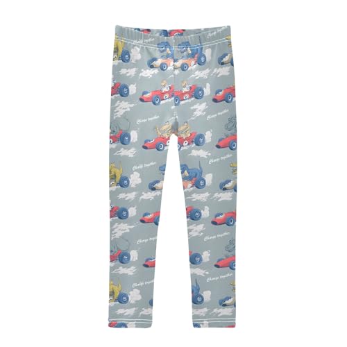 Cute Crocodile Race Car Girls Leggings Athletic Pants Tights Stretch Bottom
