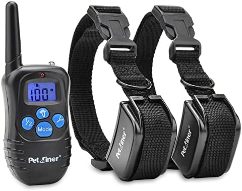 Petrainer PET998DRB2 Dog Training Collar with Remote for 2 Dogs, Rechargeable Waterproof Dog Remote Collar with Beep, Vibration and Static Electronic Dog Collar, 1000 ft Range