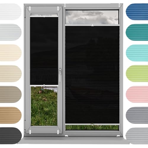 Estor Plegable Ventanas y Puertas Cortina 28 x 85 cm, sin Taladrar, Opaco, Deja Pasar La Luz, Estor Opaco Térmico sin Taladrar, Estor Enrollable Screen, para Ventanas, Puertas, Negro
