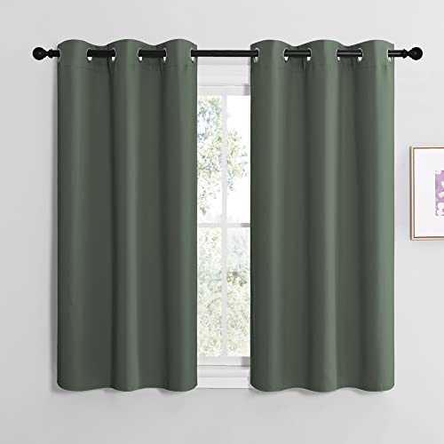 Image of NICETOWN Blackout Curtain Panels, Home Decoration Thermal Insulated Solid Grommet Blackout Drape for Dining Room (Dark Mallard, 1 Pair, 42 by 48-Inch)