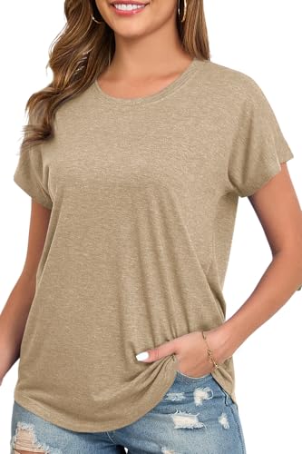 Image of Womens Summer Short Sleeve Tops High Low Loose Casual Basic T-Shirt