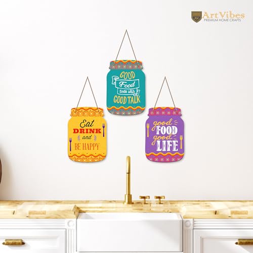 Image of Artvibes Good Food Good Life Quotes Wall Hanger for Home Decor | Gifts | Wall Art | Decoration Wooden Hanging Items | Kitchen Wood Design | Quotes Decor Items | Decorative Artworks (WH 8909NN)