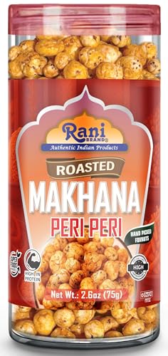 Image of Rani 4 in 1 Combo Set of Roasted Makhana Salt & Pepper, Peri Peri, Tandoori, (2in1) Pudina & Peri-Peri, 2.6oz (75g), Pack of 4, Ready to eat ~ Vegan | Gluten Friendly | Kosher | Indian Origin