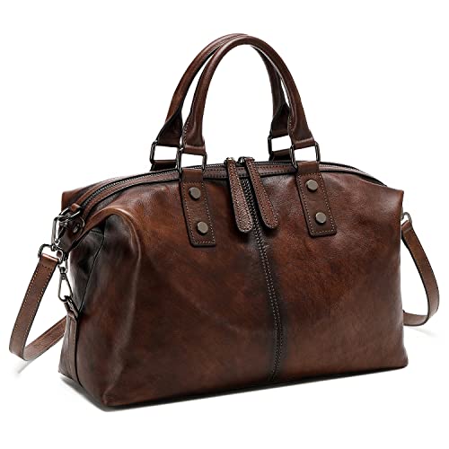 Bolso de cuero genuino vintage para mujer miniatura 1