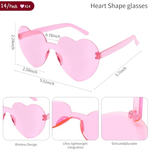 Heart Glasses 14 Pairs Heart Sunglasses for Women Trendy Rimless Glasses Sunglasses Bulk Party Favor2