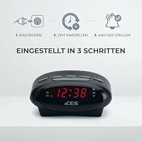 iCES ICR-210 BLACK - Uhrenradio - Radiowecker mit Stromkabel - 2 Weckzeiten – Ansicht 5