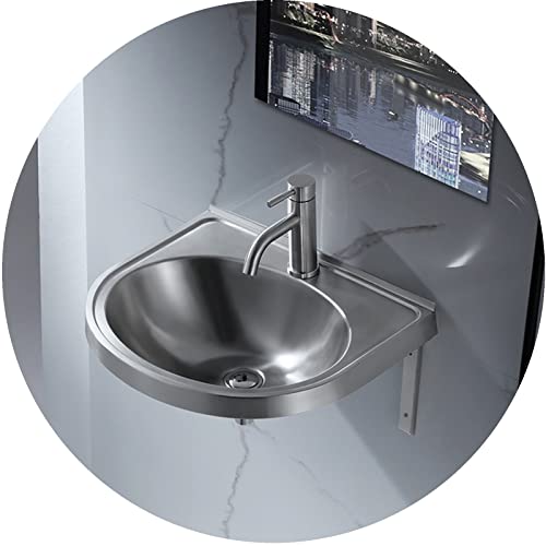 SGKOMN Lavabo angolare a Parete in Acciaio Inox con gocciolatoio,