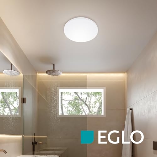 EGLO LED Deckenlampe Frania-IP, Deckenleuchte Badezimmer, Lampe Decke aus weißem Metall und Kunststoff, Badlampe warmweiß, neutralweiß, kaltweiß, IP44, Ø 31 cm