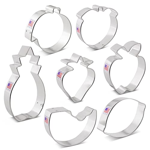 Ann Clark Cookie Cutters 7 Piece Fruit Basket Set With Recipe Booklet, Lemon, Peach, Pineapple, Watermelon, Orange, Strawberry And Apple #TOP7