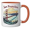 San Francisco Golden Gate Bridge Retro Souvenir Vintage Ceramic Mug, Orange/White #1