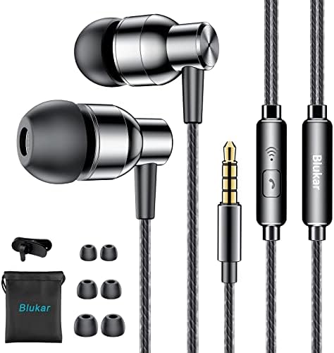 Blukar Earphones, In-Ear Headphones Earphones Wired with High Sensitivity Microphone - Noise Isolating, High Definition, Stereo Pure Sound for iPhone, iPad, Galaxy, Smartphone, MP3 Players etc.