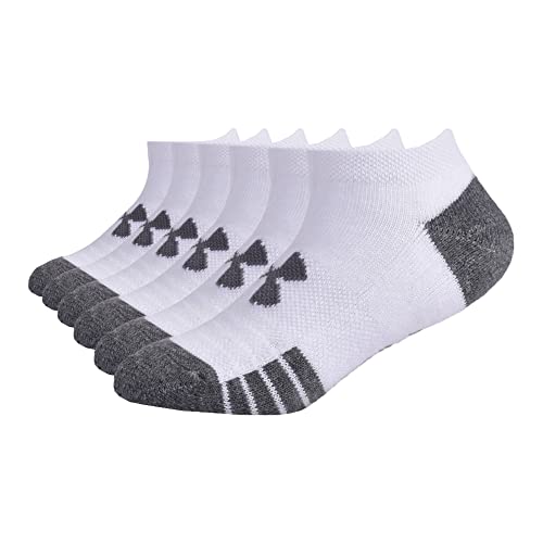 Under Armour Pacote múltiplo de meias de corte baixo para meninos, Branco/preto, 4-6 Anos