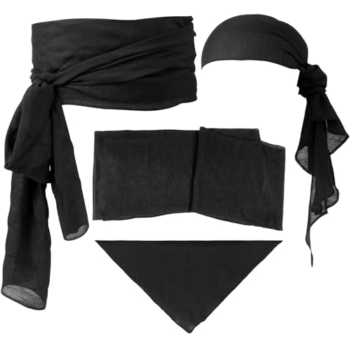 JOLYEAK Halloween Pirate Costume Accessories Medieval Costume Bandana Pirate Sash for Women Men Renaissance Cosplay (Black)