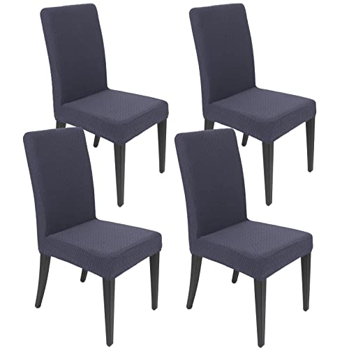 Baoswi Juego de 4 fundas elásticas para sillas de comedor, fundas protectoras para comedor, lavables y extraíbles (juego de 4, gris oscuro) Cover