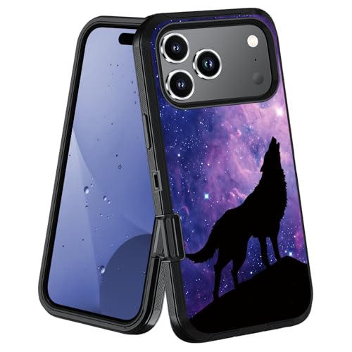 stmedazm Case for iPhone 18 Pro Max & 17 Pro Max, Galaxy Nebula Wolf | Military Grade Heavy Duty [3-Layer] Dustproof Shockproof Drop Full-Body Protective Phone Cover 6.9-Inch
