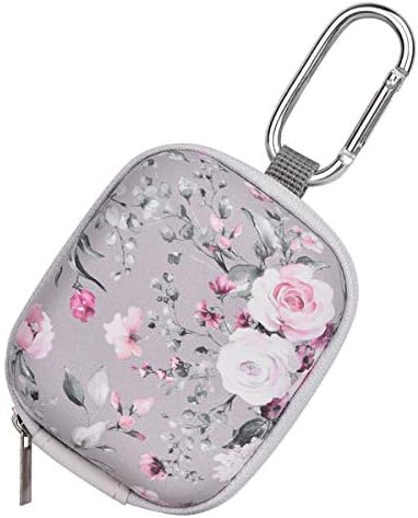 Earbud Case, AIRSPO Airpods Pro 2nd Generation Earphone Organizer Carrying Case Small Storage Bag Hard EVA Shockproof Cover with Carabiner Clip (Grey Pink Rose)