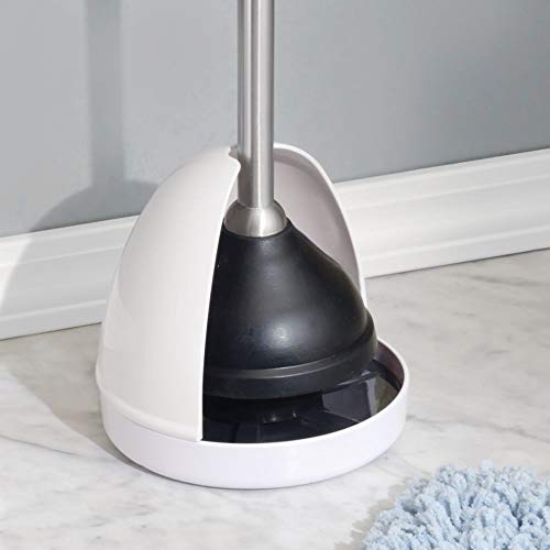 iDesign Plastic Toilet Plunger Holder & Cover, The Una Collection – 6.5" x 6.5" x 7", White - Thumbnail 2