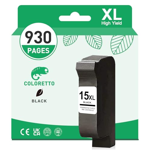 Cartouche encre HP 15 XL noire compatible Deskjet 3820 920c 940c cartouche COLORETTO 15XL