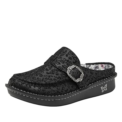 Image of Alegria Women's Brigid Leather Moc Toe Open Back Clog with Heel Cup