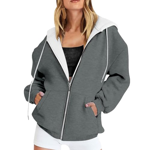 Sweat à capuche zippé ample contre le froid quotidien et pour le confort