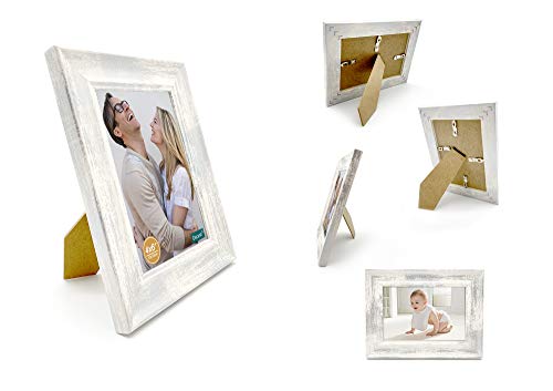 Decanit 4X6 Picture Frames Rustic Distressed White Wood Pattern High Definition Glass For Table Top Display And Wall Mounting Photo Frame，Pack Of 4 #TOP2