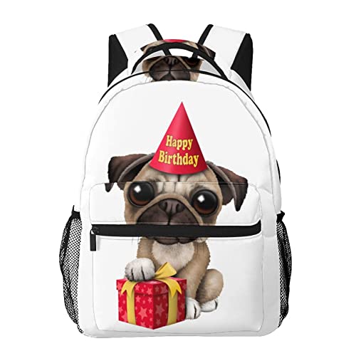 Sac à dos d'école pour ordinateur portable grand format, sac de voyage mignon carlin mixte