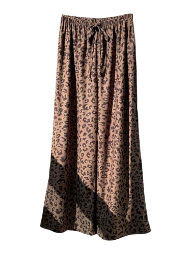 Image of SHENHE Women's Cheetah Print Wide Leg Baggy Pants Y2k Side Loose Streetwear Trousers