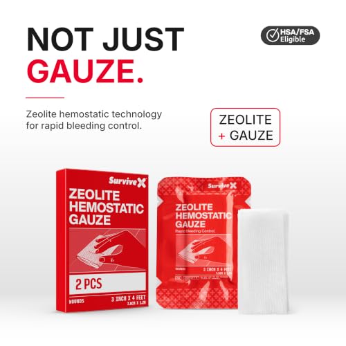 SurviveX Zeolite Hemostatic Gauze Quick Clot Gauze 3 in by 4 ft 2 Pack - Image 2