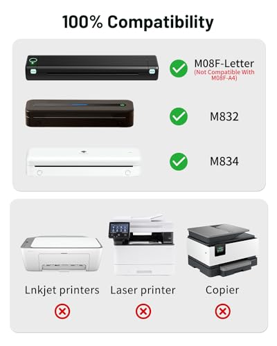 Image of Phomemo Thermal Printer Paper 8.5 inch x 11 inch Compatible with M08F-Letter, A285M, M832, M832D, M834 Inkless Portable Printer, Advanced Thermal Printing, Thermal Paper 8.5 inch x 11 inch, 200 pcs