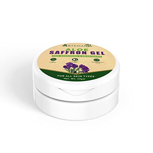 Image of Artesian Aloe Saffron Gel for Hydrating, Sunburn, Skin-moisturization, Soothing Skin | with Goodness of Aloe and Saffron for men & women - 50 Gram
