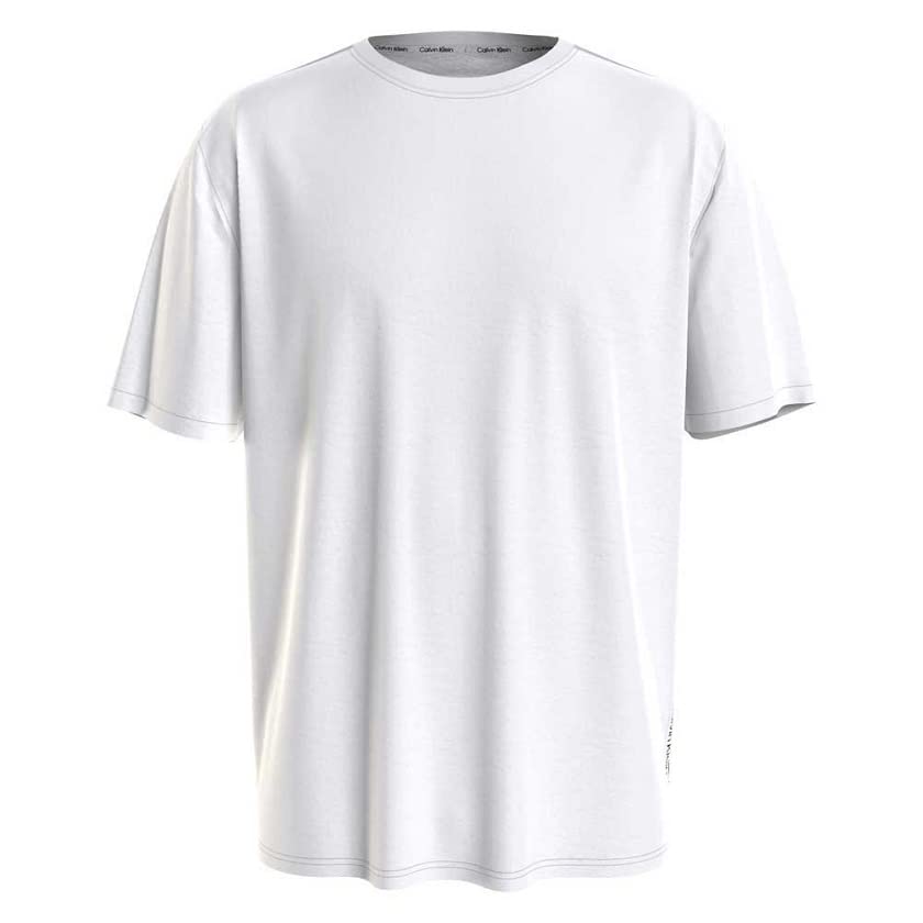 T-shirt Calvin Klein blanc en coton XL vêtement col rond à bande noire latérale