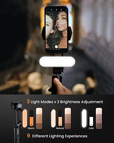 ESSAGER Stabilizzatore Smartphone Gimbal, Stabilizzatore con Luce di Riempimento Staccabile, Treppiede con Telecomando Wireless, Selfie Stick Gimbal Portatile per Video Vlog, Compatibile Android/IOS