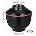 Luxshiny 3 Set Japanese Style Miso Soup Bowls Lids Bowls Hot Pot Rice Noodles Salad Traditional Lacquered Design Microwave Dishwasher Safe
