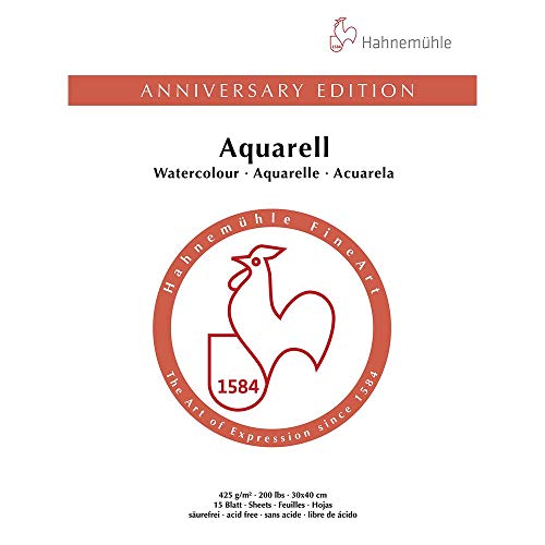 Hahnemuhle Anniversary Edition 425gsm Watercolour Block 30x40cm, 15 Sheets