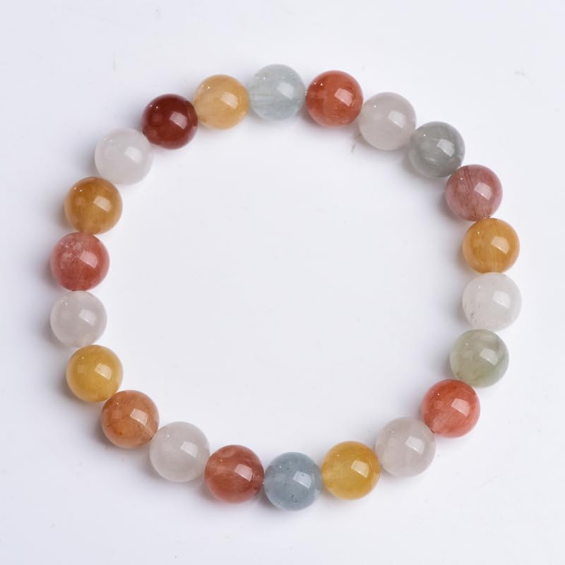 NIBHZ Bracciale da Donna con Perline di Cristallo Multicolore Naturale | Bracciale in pietra naturale da donna, bracciale con perle di pietre preziose per donna o uomo