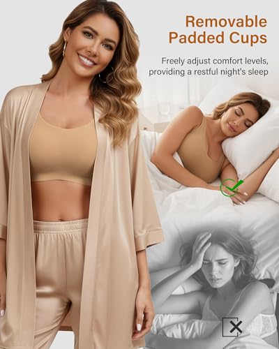 Image of Wireless Bras for Women No Underwire Seamless Full Coverage T-Shirt Bra