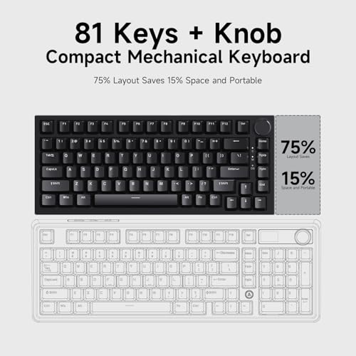 Image of Ajazz AK820 75% Wired Gasket Mechanical Gaming Keyboard with Volume Knob - South Facing LED