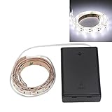 FISHBERG 50cm Ultra Bright Led Waterproof IP65 Flexible Strip Light 3528 SMD 30 LEDs Ribbon Light Bttery Powered Tv Background Light (White)