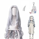 PPONE Eri Wig with Clip Horn, Anime Costume Eri Figure Keychain Hair pin Grey Headdress