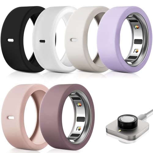 超薄型リングプロテクター 6個パック Oura Ring Gen 4/4 セラミック/Oura Ring Gen 3、シリコンOuraリングカバー ワークアウトアクセサリー メンズ、レディース、カバーSで直接充電 4 5 6 7の商品画像（Amazon）