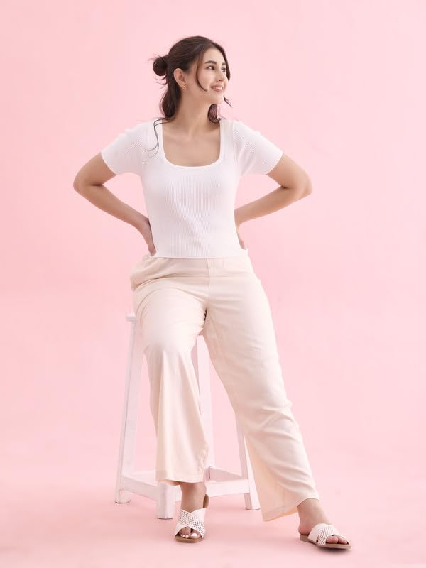 Image of GO COLORS Soft Viscose Basic Palazzo Full Length for Women| Breathable, Mid Rise, Relaxed Fit