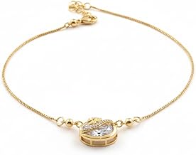 Gold-Plated White AD-Studded Clover Pendant Necklace