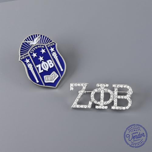 Image of Zeta Phi Beta Sorority Paraphernalia - Official Vendor - Set of 2 Lapel Pins - Enamel and Rhinestone