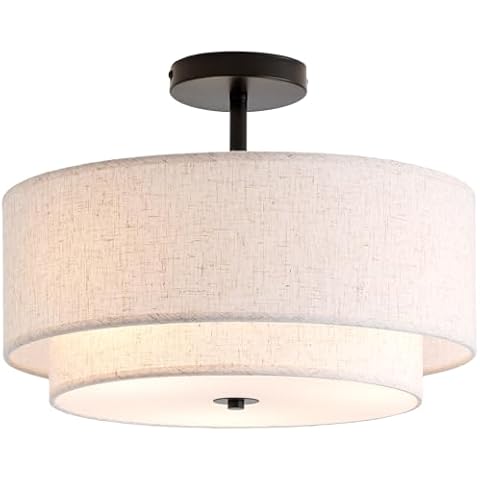 CALOKES 16" Double Drum 3-Light Semi Flush Mount Ceiling Light Cover