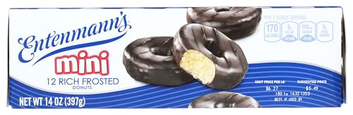 Entenmann's Rich Frosted Donut Juniors, 12 count, (1.17 oz each), Chocolate Donuts, 14 oz Box